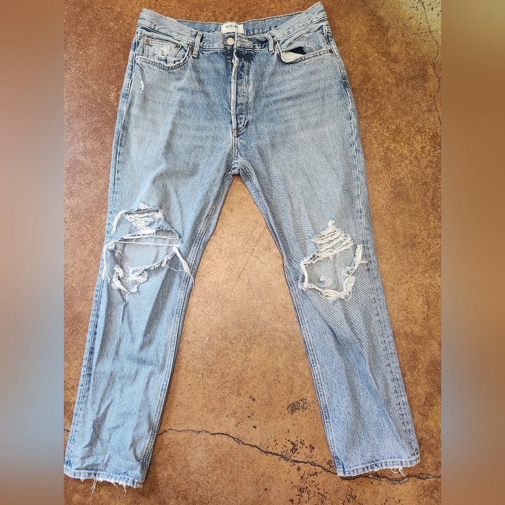 AGOLDE Jeans Size 31 Light Wash Distressed 90s Mid Rise Loose Fit Relaxed